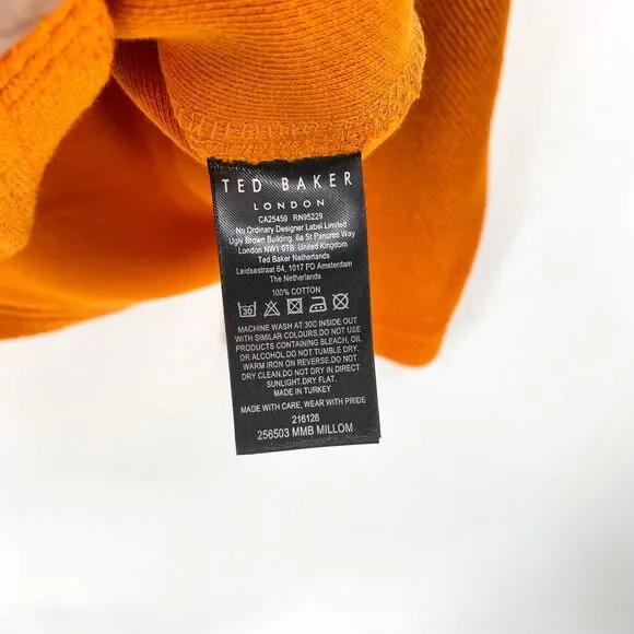 Ted Baker Men 4 Millom Jumper Sweater Orange Half Zip Golf Pullover Textured NEW